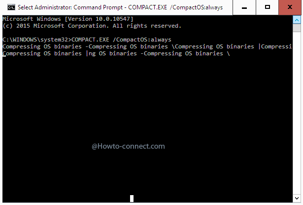 compact os command on elevated command prompt Reduce Windows 10 Disk Footprint on your PC