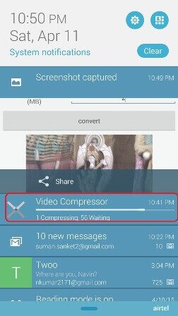 compressing video notification