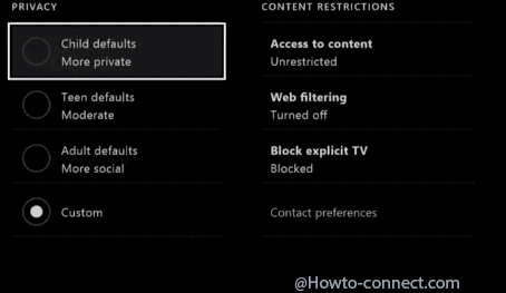 content restriction privacy and online safety xbox one