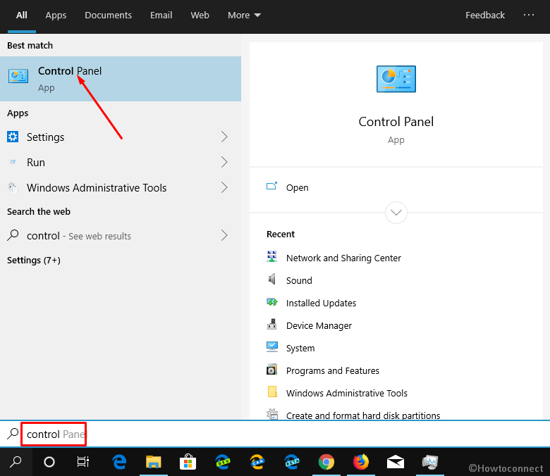 control in Windows search