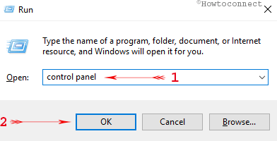 control panel in run dialog box