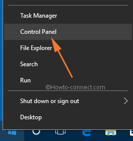 control panel option on power user menu in windows 10