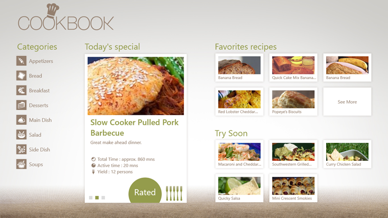 cookbook app for windows 8