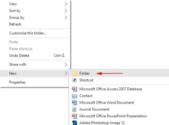 create a new folder in file explorer on windows 10