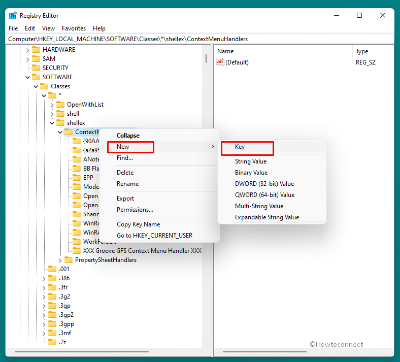 create a new key in Registry Editor Windows 11