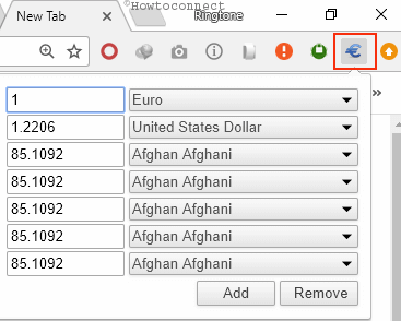 currency converter icon in chrome