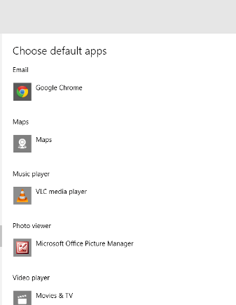 Manage Default Apps Through Settings in windows 10