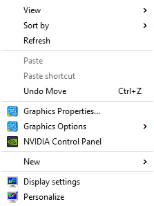 desktop right click context mnu without screen resolution in windows 10