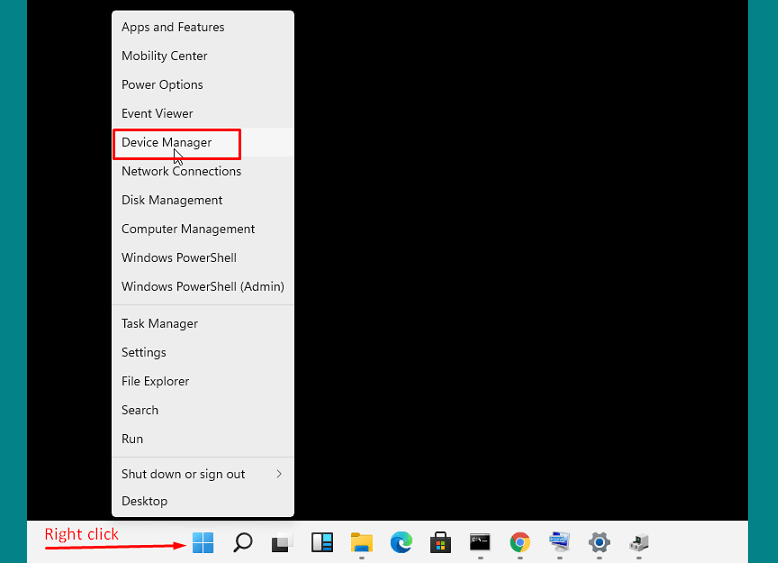 device manager option