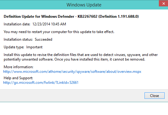difinition update for windows defender