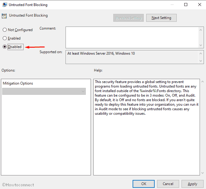 disabled option in gepedit.exe