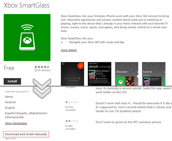 download wp8 apps manually