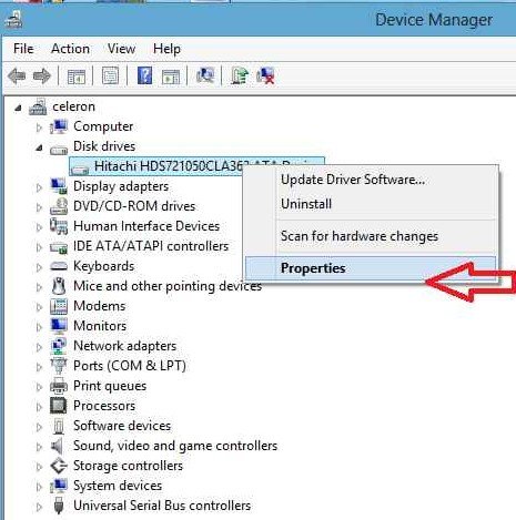 drive properties in device manager
