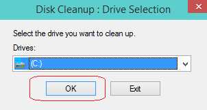 Disk Cleanup small dialog box
