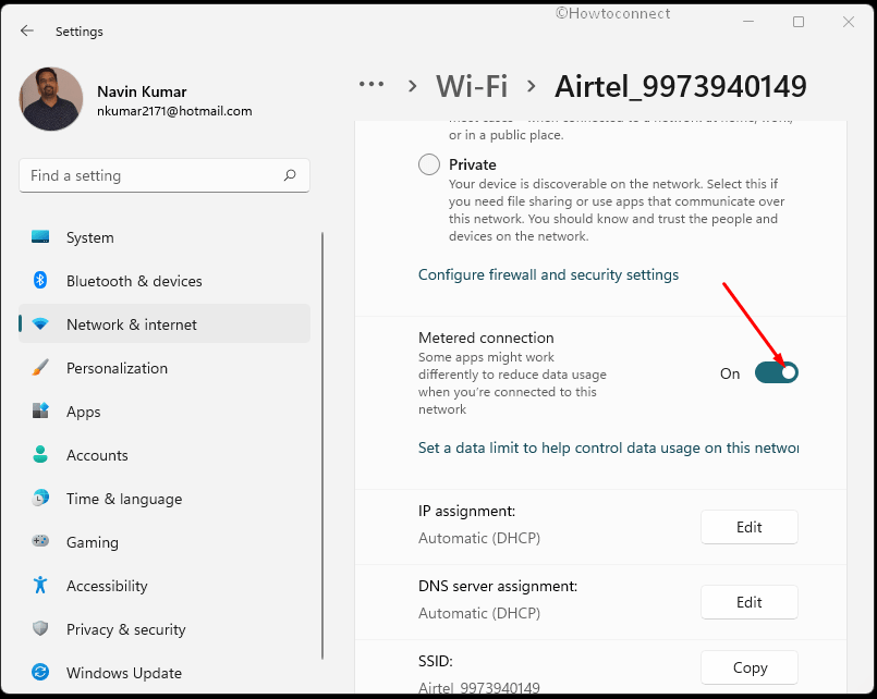 enable metered connection