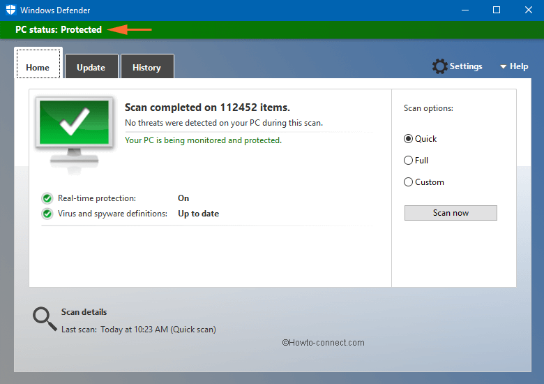 enabled windows defender