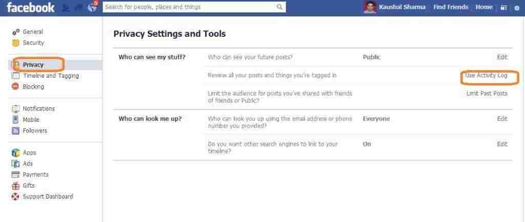 facebook privacy settings image