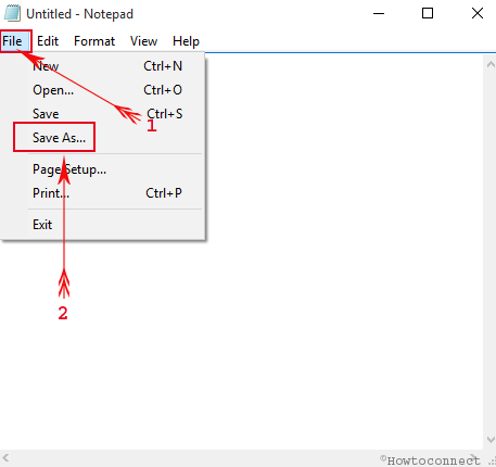 file menu drop down on notepad on windows 10