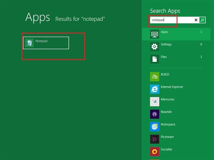 find notepad from metro search