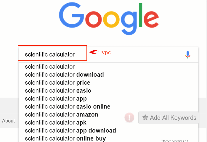 google scientific calculator