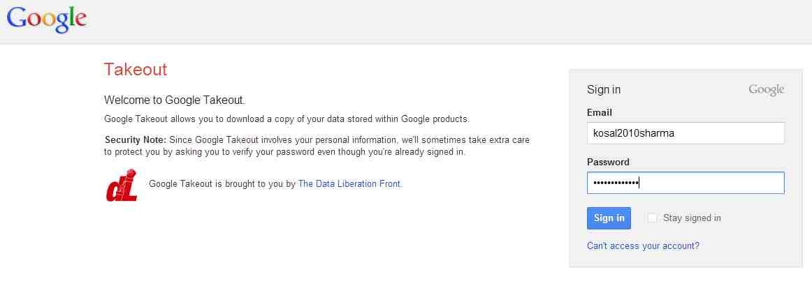 google takeout login image