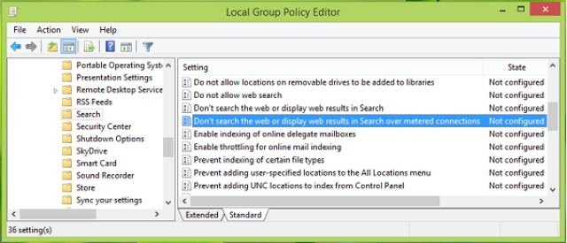 Remove Search Results from Web Over Metered Connections on Windows 8.1