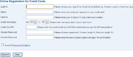 credit card registration form
