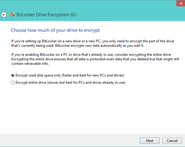 how much of your drive to encrypt