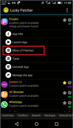 how to modify APK file of an app using Lucky Patcher image 1