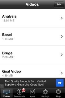 iOS Universal Video Downloader app settings