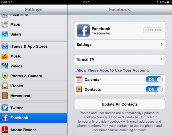 iOS6 facebook login screen
