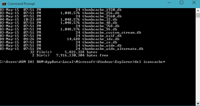 iconcache path on command prompt