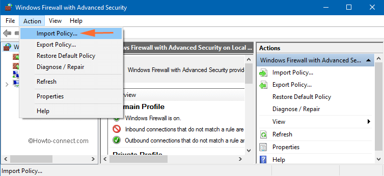 import Firewall Settings in Windows 10 with advanced security