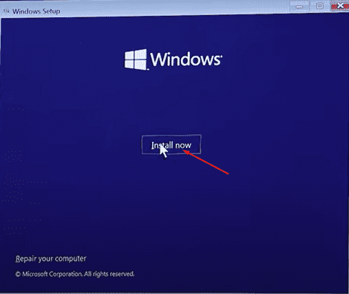 install now on Windows 11 setup