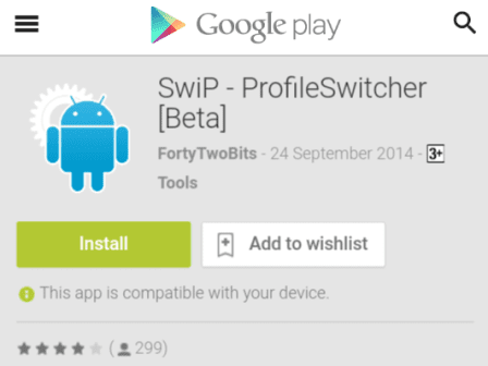 interface of swip profile switcher