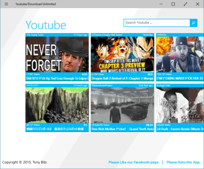interface of youtube download unlimited
