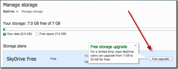 keep skydrive to 25 gb storage