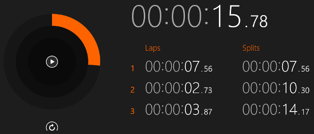 laps and splits on stopwatch in windows 10