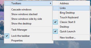 How to Add Website Links to Toolbar on Windows 8 Taskbar