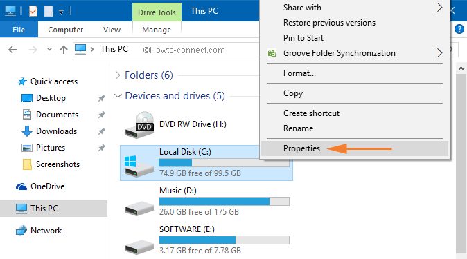 local drive c properties