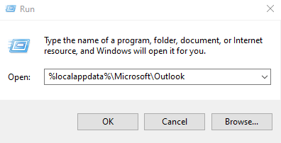 %localappdata%MicrosoftOutlook in run window