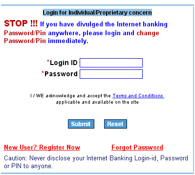 login id password box page