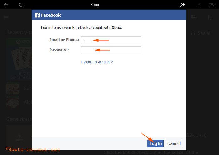 login to facebook account to use with facebook