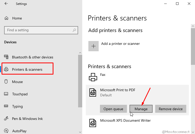 manage printers and scanners