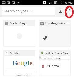 menu icon on chrome in android