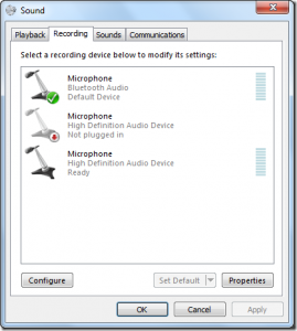 microphone settings in bluetooth headset