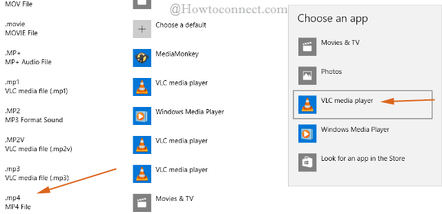 mp4 in file format of choose default app by file type