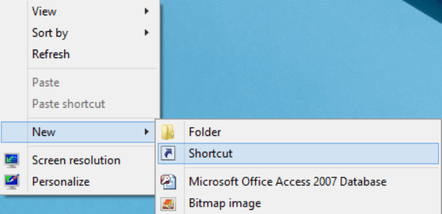 Run shortcut on desktop on windows 8