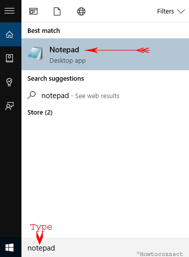 notepad search in cortana