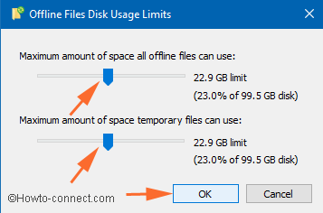 offline files disk usage limit